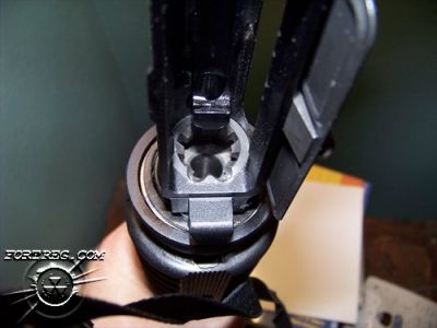Rock River Arms (RRA) 6.8SPC upper came with the feed ramps opened up for the 6.8. I didn't mind seeing the silver, but some folks objected or wanted M4 ramps.
